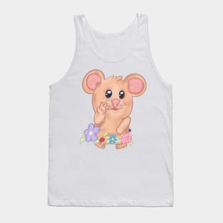 Peace Sign Hamster Meme with Flowers Tank Top